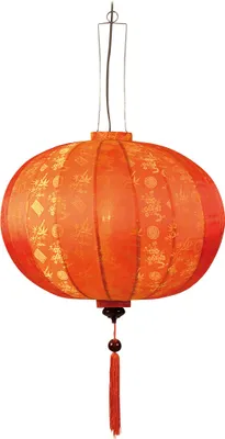 A red Chinese lantern hanging against a white background.