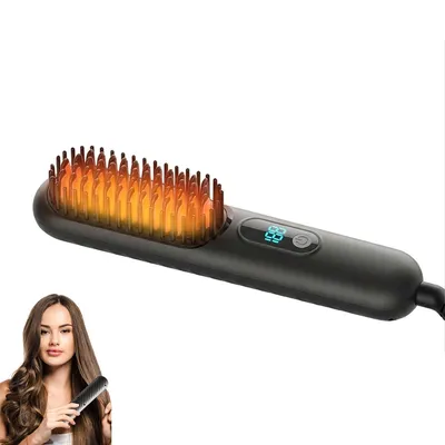 Produktbild von Kabellose 2-in-1 Glättbürste ,Kabellose Kurzhaar-Stylingbürste, 140–200 °C (4 Stufen), 10 s Schnellaufheizung, 2500 mAh Akku, Glätten & Locken