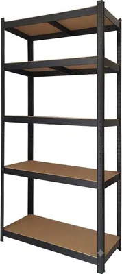 Zdjęcie produktu dla Czarna metalowa półka magazynowa, 180x90x40 cm - 5 regulowanych półek - obciążenie do 175 kg na półkę
