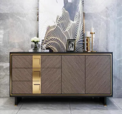Immagine prodotto di Credenza cassettiera in legno design moderno grigio soggiorno