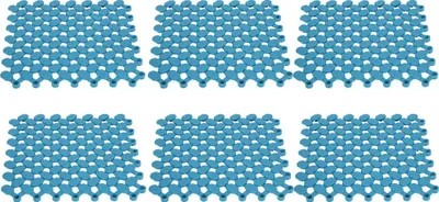 Imagen del producto de 6 piezas de alfombrillas entrelazadas antideslizantes de 20x20 cm para suelo, ideales para cocina, baño, ducha, piscina o balcón (color azul)