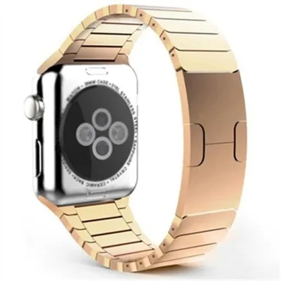 Produktbild von Strap-it Apple Watch 8 Luxus-Metallarmband (Roségold)