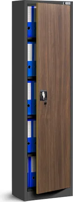 Produktbild von Büroschrank Aktenschrank Metallschrank Lagerschrank 4 Fachböden Flügeltür Pulverbeschichtung Stahlblech 185 cm x 45 cm x 40 cm (anthrazit-holzoptik)