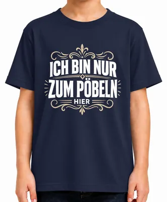 Immagine prodotto di Maglietta per bambini, taglia 140, colore blu navy, con la scritta: "Sono qui solo per fare il buffone". (Stampa divertente, sarcastica, ironica)