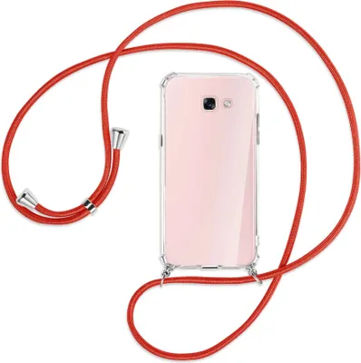 Produktbild von Handykette Backcover-Schutzhülle mit Band (Metall silberfarben) für Samsung Galaxy A7 2017 - rot