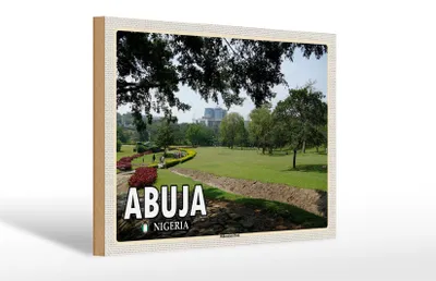 Produktbild von Holzschild Reise 30x20cm Abuja Nigeria Millenium Park