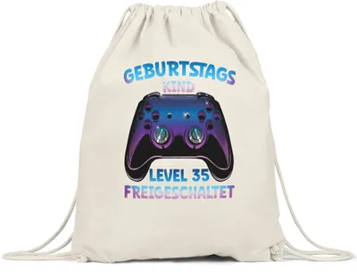 Produktbild von Geburtstagskind Level 35 Freigeschaltet Turnbeutel Gymsack  Happy Birthday Geburtstag Level Controller Konsole Game Spiel