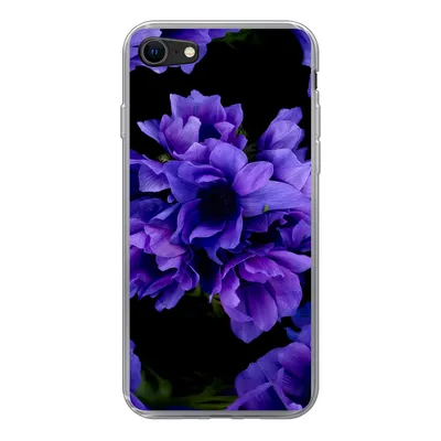 Produktbild von MuchoWow® Handyhülle Schutzhülle Hülle für iPhone SE 2020 Muster - Blumen - Lila Silikon Softcase Handy Hülle - Kartenbesitzer