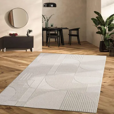 Produktbild von TT Home Wohnzimmer Teppich Schlafzimmer Kurzflor Soft Modern Boho Skandi Design 3D Unifarben Abstraktes Geometrisches Design Größe 160x230 cm