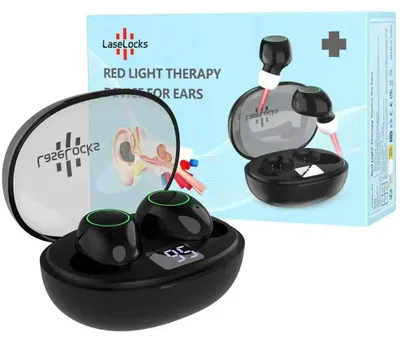 Obrázok produktu pre 650 nm laserové terapeutické zariadenie – Prenosné slúchadlo s červeným svetlom (LLLT) – Na liečbu tinnitu (šumu v ušiach) – Pri zápaloch stredného ucha – Podpora pri problémoch so sluchom – 1 kus