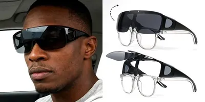 Produktbild von GKA Clip On Überziehbrille Sonnenbrille für Brillenträger klappbar Überbrille Fit Over UV400 für Damen und Herren