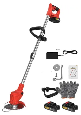 Produktbild von Akku-Rasentrimmer, Hochleistungsmotor, Leichtes Design, 2 Batterien Rot