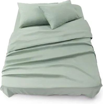 Produktbild von Famanu Bettwäsche Set 3-teilig, Mikrofaser Premium Easy Care, Spannbettlaken 135x190 + Bettbezug 220x275 + 2 Kissenbezüge – Mintgrün