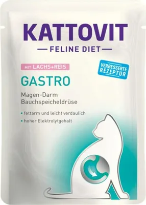 Produktbild von Kattovit Gastro, Adult, Huhn, Ente, Reis, Lachs, Türkei, 85 g