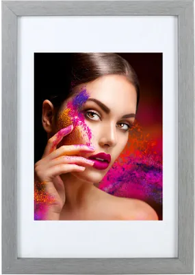 Produktbild von Holz Bilderrahmen Lifestyle Plexi Foto Rahmen Collage Wanddeko Poster HR-25 - Farbe: Silber | Format: 13x18
