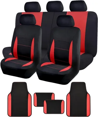 Obrázek produktu pro Univerzální potah sedadla do auta, kompletní sada, protiskluzová podložka, červená, pro automobil