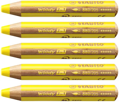 Zdjęcie produktu dla Stabilo - kredka ołówkowa 880 Woody 3 w 1 żółta | 5 sztuk