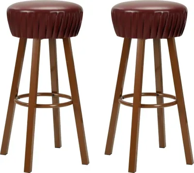 Image de Tabouret de bar 2 pcs. Marron Similicuir