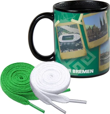 Produktbild von SV Werder Bremen Kaffeebecher Tasse "Polaroid Magic" + 2 Paar Fan-Schnürsenkel 1# 19#