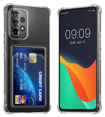 Produktbild von kwmobile Hülle mit Kartenfach kompatibel mit Samsung Galaxy A53 5G - Handyhülle Galaxy A53 5G mit Kartenfach - Soft Case - Schutzhülle in Transparent