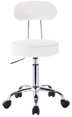 Immagine prodotto di Sedia da ufficio - Altezza regolabile da 47 a 59 cm - Sedia girevole - Con rotelle - Rivestita in ecopelle - Senza braccioli - Colore bianco