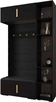 Produktbild von MEBLE KRYSPOL Inova 1 Möbelset Garderobe, 236,7x140x47cm - Schwarz, Manila 18, Gold