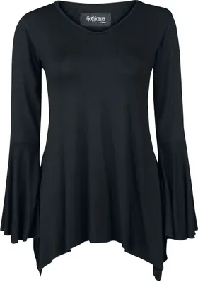 Produktbild von Gothicana by EMP Damen schwarzes Langarmshirt mit Trompetenärmeln L