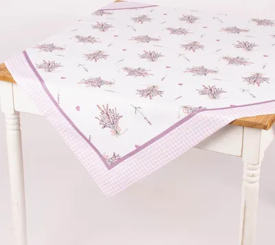 Produktbild von Clayre & Eef Mitteldecke Tischdecke Lavendel Karo weiß lila 100x100cm