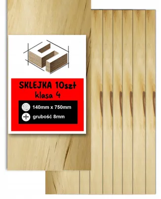 Zdjęcie produktu dla Sklejka brzozowa, formatki podłużne do grawerowania laserowego – CNC, modelarstwo, pirografia, decoupage, malowanie, dekoracje i rękodzieło DIY – klasa 4 – 14 × 75 cm (140 × 750 mm) – 8 mm – 10 szt.