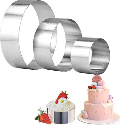 Produktbild von Famanu Taartring Set - Rund, Edelstahl, Durchmesser 10/15/20 cm, Höhe 5 cm