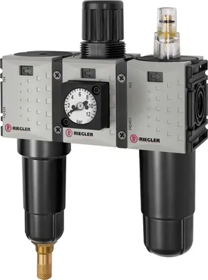 Produktbild von Riegler Wartungseinheit 3-tlg. »FUTURA-mini«, Metallb., Kompaktmano., G1/4, 0,5-10, VA