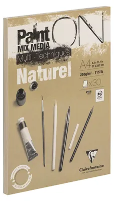 Produktbild von Clairefontaine Zeichenblock DIN A4 30 Blatt 250g/m² raues Papier sand – Größe A4 (21x29,7 cm), natur