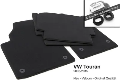 Immagine prodotto di Tappetini adatti per VW Touran Tappetini in moquette Premium velours nero 4 pezzi incl. sistema di fissaggio originale NUOVO