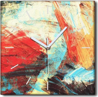 Produktbild von Coloray Uhr auf Leinwand 30x30 cm Wand Uhr Dekoration Wohnzimmer Segeltuch weiße Zeiger -Abstraktion Kunstkunst