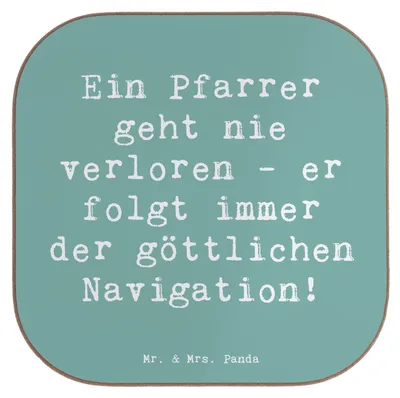 Produktbild von Mr. & Mrs. Panda Getränkeuntersetzer Spruch Pfarrer Navigation - Meeresbrise - Geschenk, Coaster, Geschenke für Berufstätige, spiritueller Führer, gläseruntersetzer