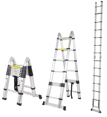 Teleskopleiter Aluminium 5 m, 16 Sprossen, 150 kg, klappbar