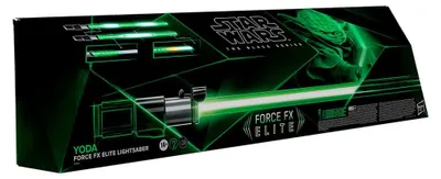 Image de Réplique de sabre laser Force FX de Yoda, de la série Black Star Wars de Hasbro, avec effets sonores et support