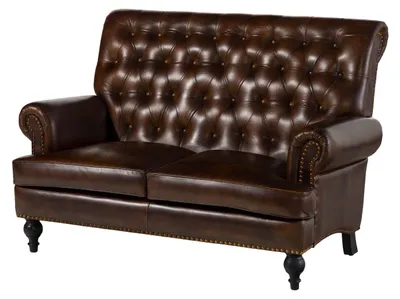 Produktbild von MASSIVMOEBEL24.DE Sofa 2-Sitzer Echtleder 140x84x94 braun CHESTERFIELD #106