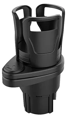 Image de Adaptateur d'extension multifonctionnel et réglable 2-en-1 pour porte-gobelet de voiture, permettant de ranger des bouteilles d'eau, du café ou des aliments (noir mat)