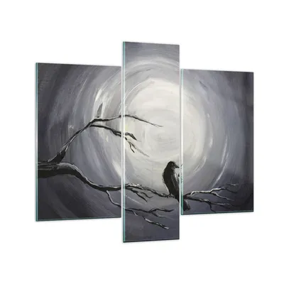 Produktbild von Bilder auf glas - Vogel Baum modern - 95x80cm - Glasbilder - Wandbilder - Kunstdruck - zum Aufhängen bereit - Wanddekoration aus Glas - Glas Bilder - Wandbild auf Glas - 3 Teile - GCB95x80-3432
