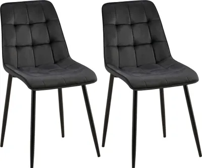 Produktbild von CLP 2er Set Esszimmerstuhl Gifford Samtbezug gepolstert mit Rückenlehne schwarz Material Samt