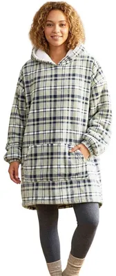 Obrázek produktu pro Tlustá deka, oversized mikina s kapucí, teplá, měkká, šedá, kostkovaná