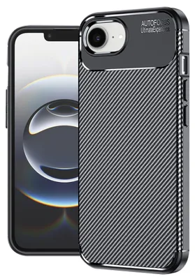 Produktbild von Techsuit Carbon Fiber Back Cover Hülle für Apple iPhone SE 2024 - Schwarz
