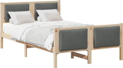 Image de Cadre de lit avec tête de lit Gris foncé 120 x 190 cm tissu