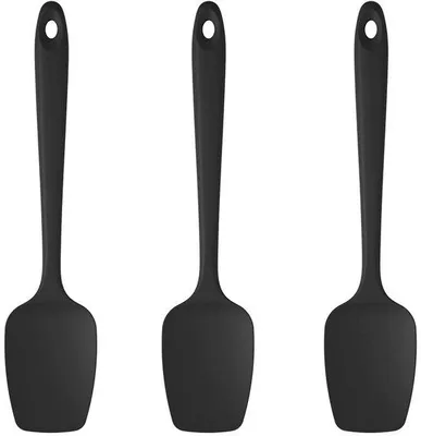 Produktbild von Unyqoos® 3‑teiliges Silikon-Küchen-Set – hitzebeständige Spatel & Löffel bis 315 °C, BPA-frei, nahtlos, rutschfester Griff für Kochen, Backen, Rühren & Schaben