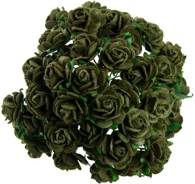 Produktbild von ROSEN Geöffnete 20 mm 50 Stk. Scrapbooking Maulbeerpapier Blumen Flowers olivgrün