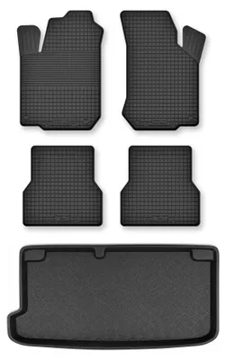 Zdjęcie produktu dla Dywaniki gumowe + mata bagażnika do Hyundai i10 2007-2013 (hatchback) – czarne, dobierane – Wielganizator Semi-Universal