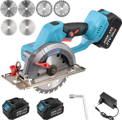 Produktbild von Fortuna Lai Bürstenlose Mini Kreissäge,Akku Handkreissäge für Makita 20 V Li-Ion Akku mit 6 Sägeblättern,1600W, Ideal für schneiden Holz-(2 Akku)