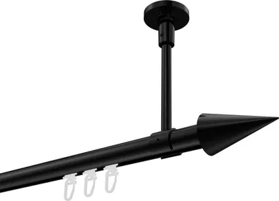 Produktbild von Interdeco Innenlaufstange / Gardinenstange mit Innenlauf Schwarz, Typ Sonette Savio (Kegel) Deckenmontage, 20 mm Ø 1-läufig, 320 cm