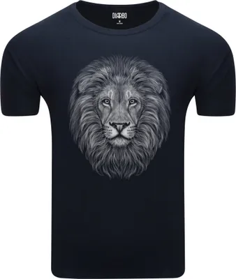 Produktbild von Diarbo Herren T-Shirt mit Aufdruck Wildtierporträts Löwenkopf Dunkelblau Gr.M
